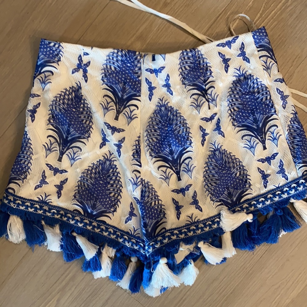 New Blue and White Tassled Romper Set by Luxxel - Picture 6 of 8
